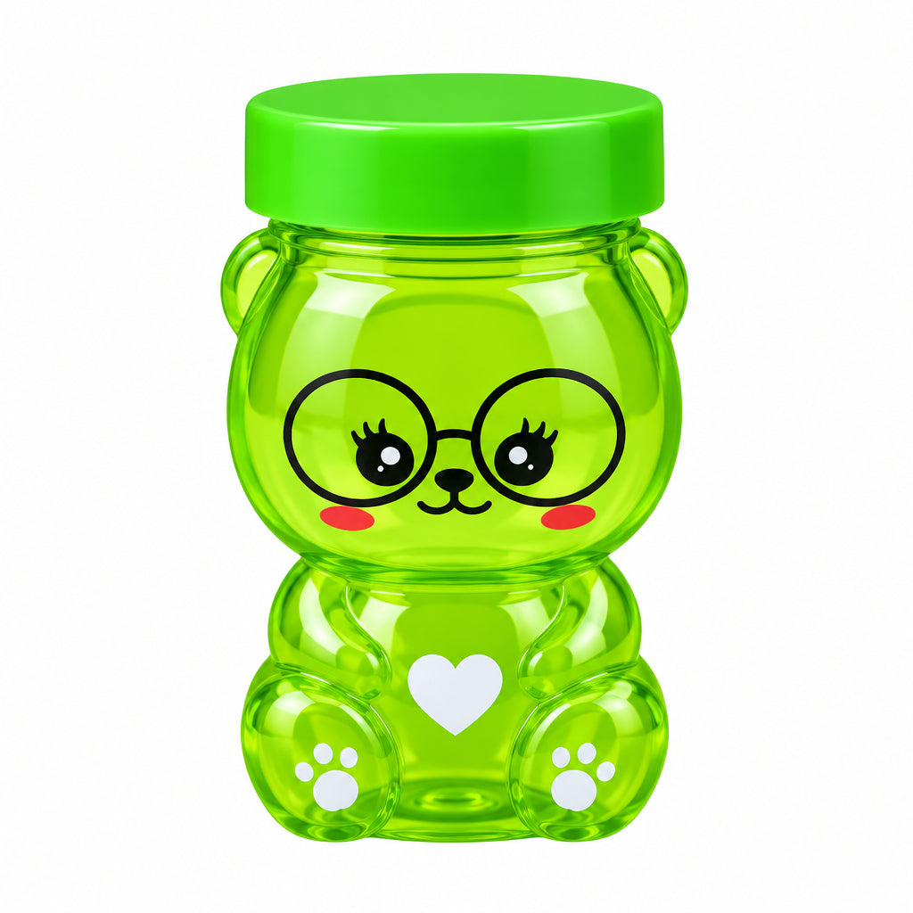 Cute Bear Mini Slime Container – Glitter Slime Toy in Animal Jar