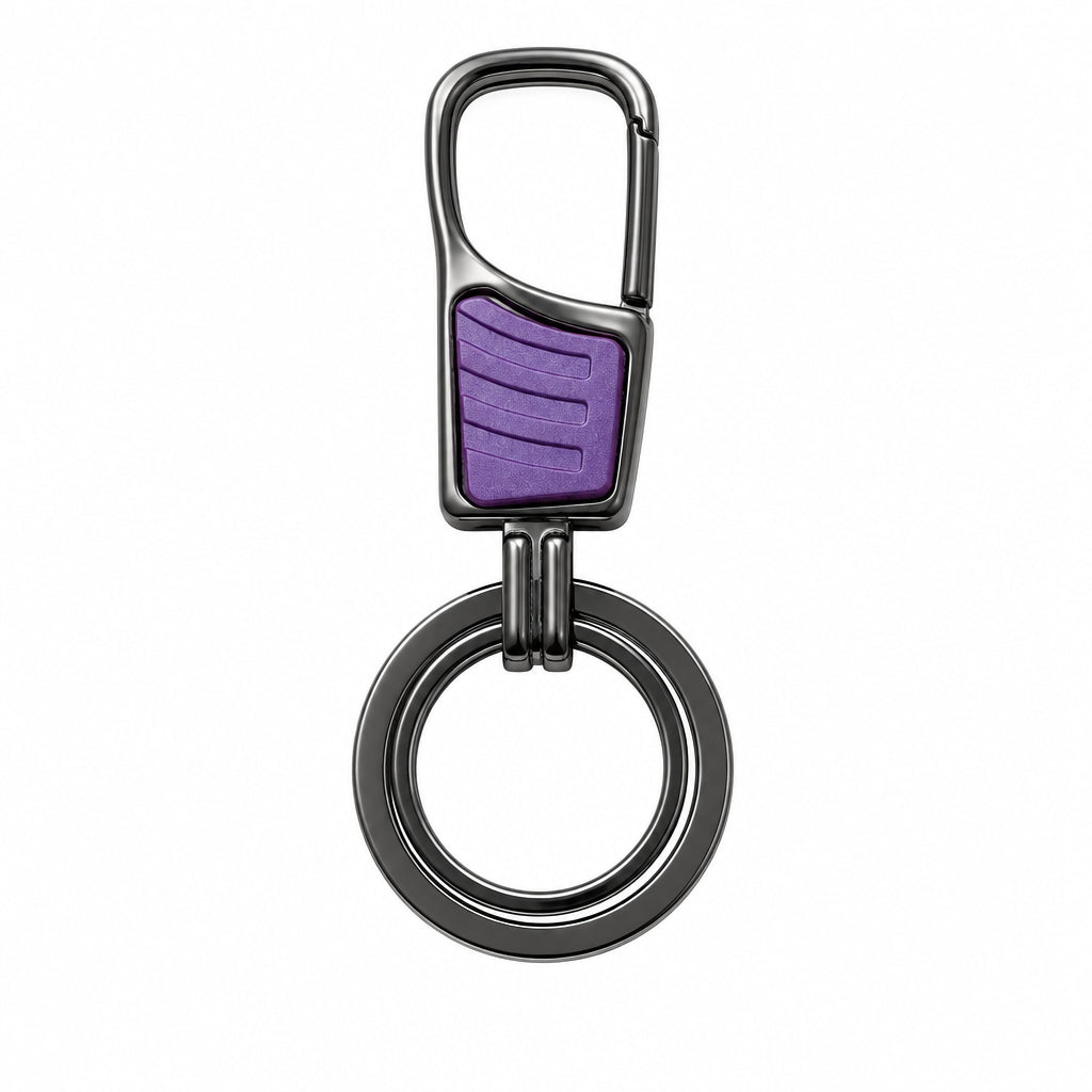 Sleek Metal and Rubber-Accent Car Key Ring Holder – Carabiner Keychain