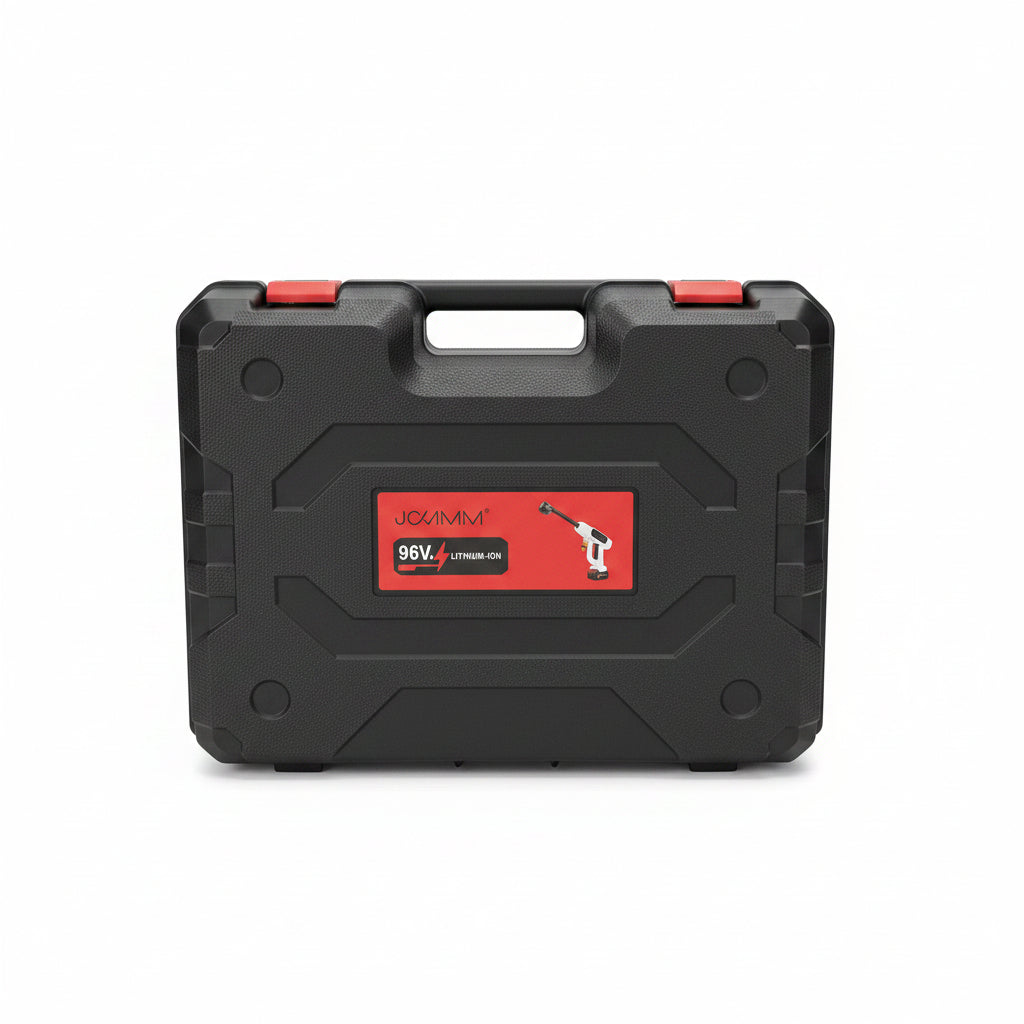 JCAMM Professional Cordless Pressure Washer Kit – 96V High-Power Portable Electric Power Cleaner with Rechargeable Li-ion Battery, Foam Cannon, Spray Nozzles, and Heavy-Duty Storage Case, Model JC-96V