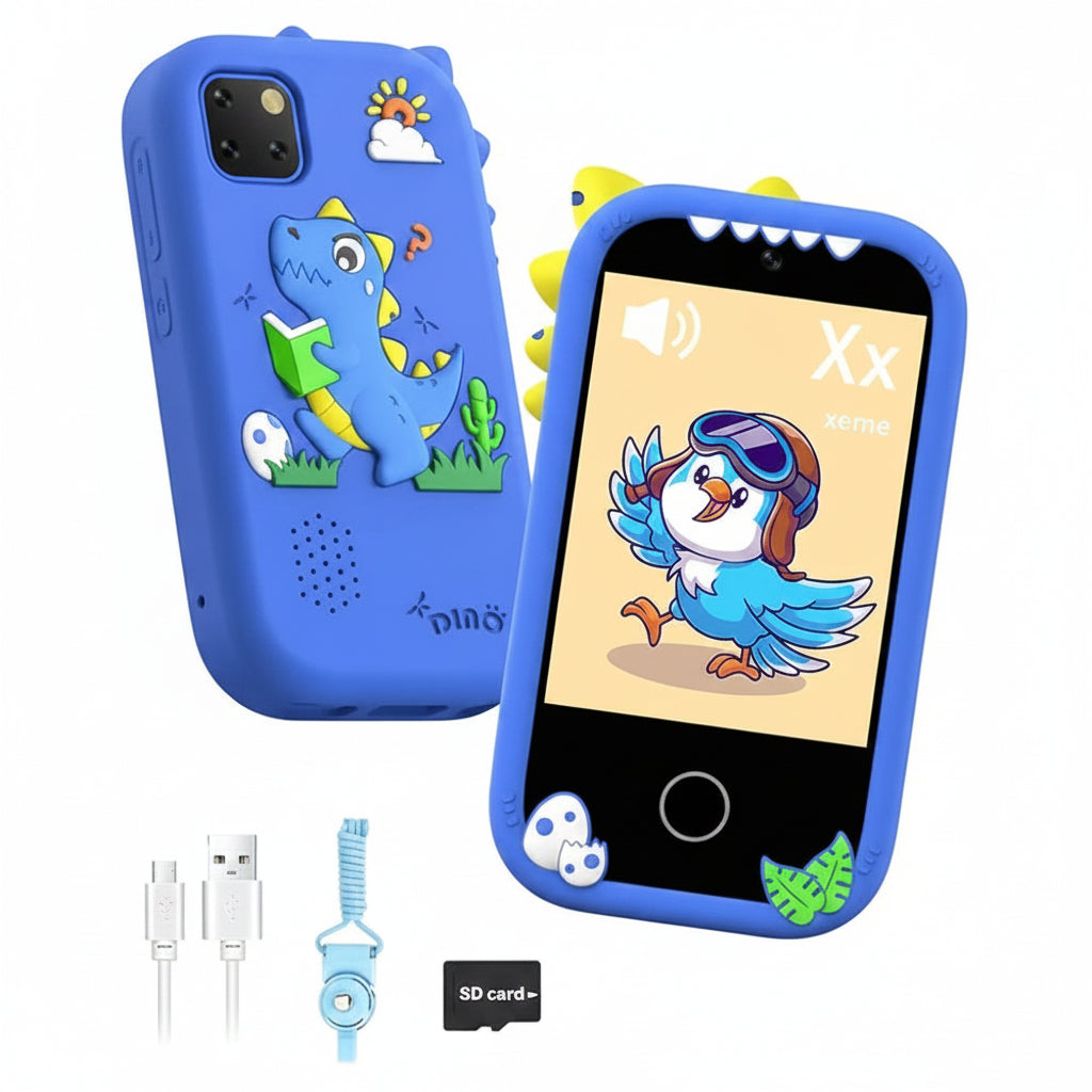 Kids Touchscreen Smart Phone Toy – Interactive Educational Play Mobile Phone with Digital Camera, Music Player, Learning Games, and Shockproof Protective Case