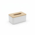 Minimalist Rectangular Tissue Box Cover – Elegant Dispenser Organizer with Natural Wooden Lid