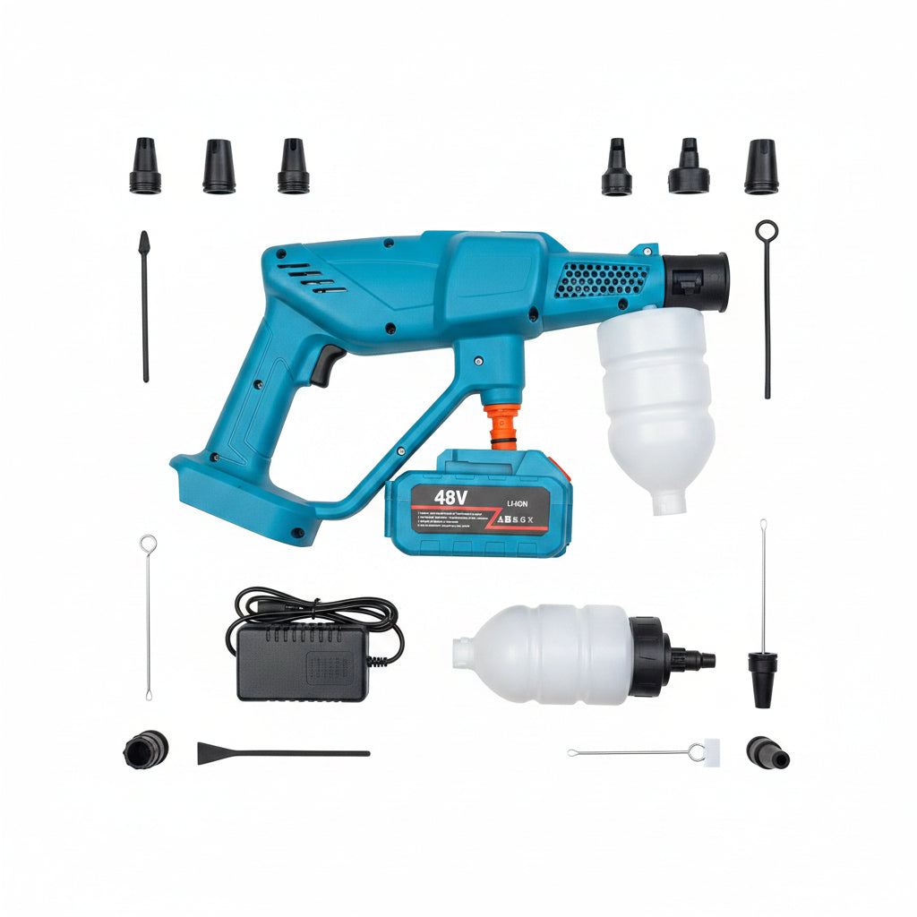Professional Multi-Functional Cordless Paint Sprayer Kit – 48V High-Power Portable Electric Spray Gun with Rechargeable Li-ion Battery, Detachable Paint Cups, Variable Flow Control Nozzles, and Heavy-Duty Storage Case