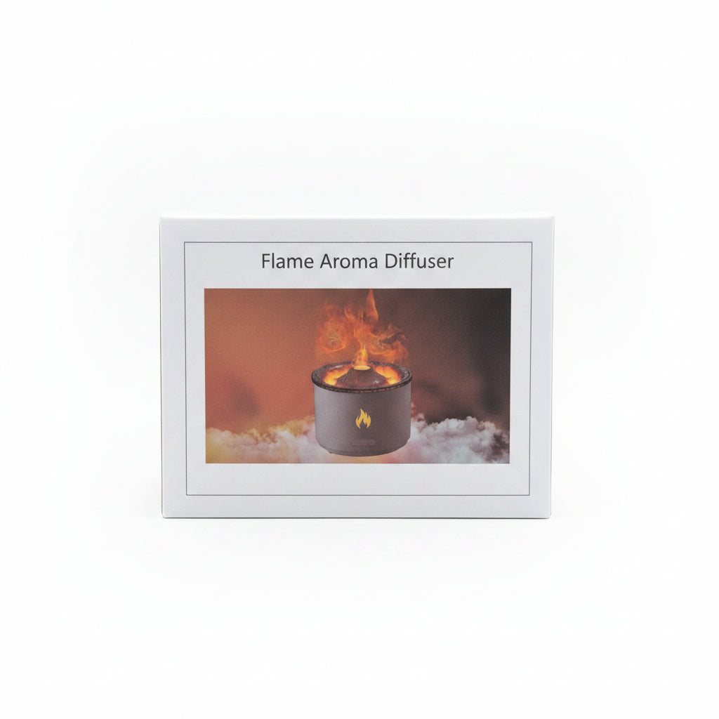 Volcano Flame Aroma Diffuser & Ultrasonic Humidifier - Smart Desktop Essential Oil Diffuser with Realistic Fire/Volcanic Mist Simulation & Ambient LED Light