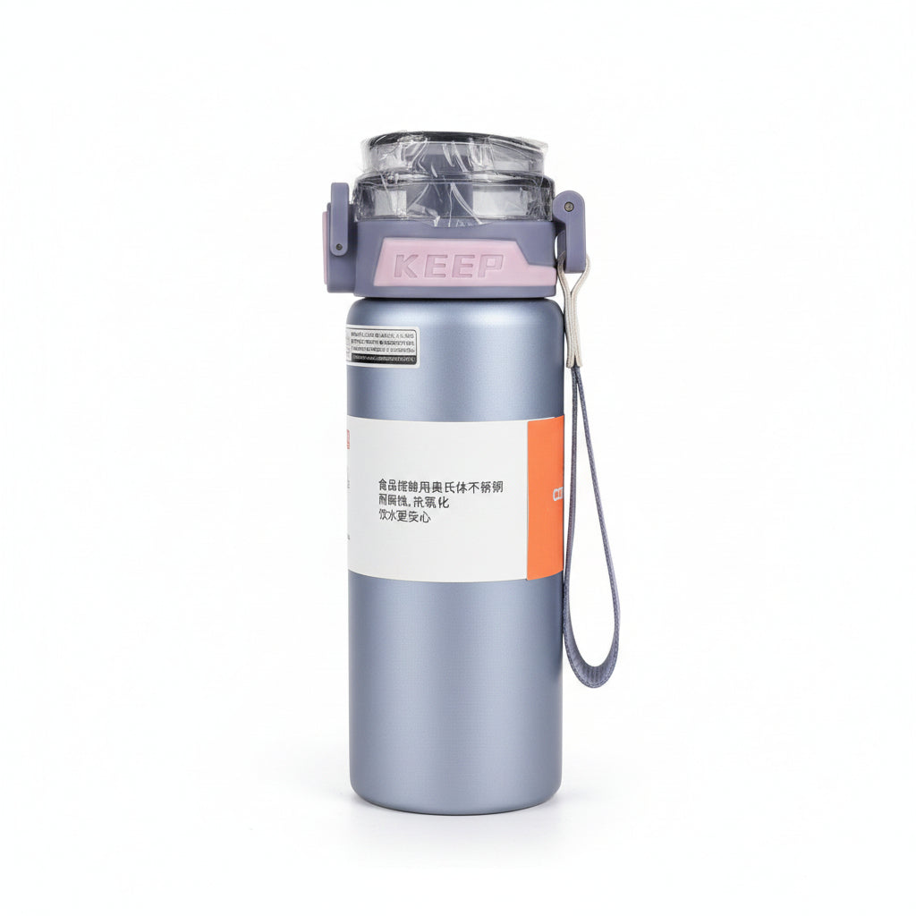 Coolis 500ml Insulated Stainless Stee. Water Bottle | Leak-Proof Sports Travel Flask with Flip-Top Locking Lid & Wrist Strap
