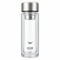 HAERS 300ml Double-Wall Glass Business Cup - Premium Insulated Borosilicate Glass Bottle with Built-in Tea Infuser & Leakproof Lid