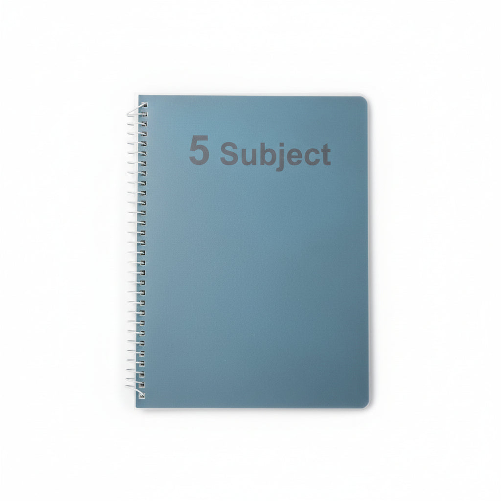 5-Subject Plastic Cover Spiral Notebook 200 pages - square lines