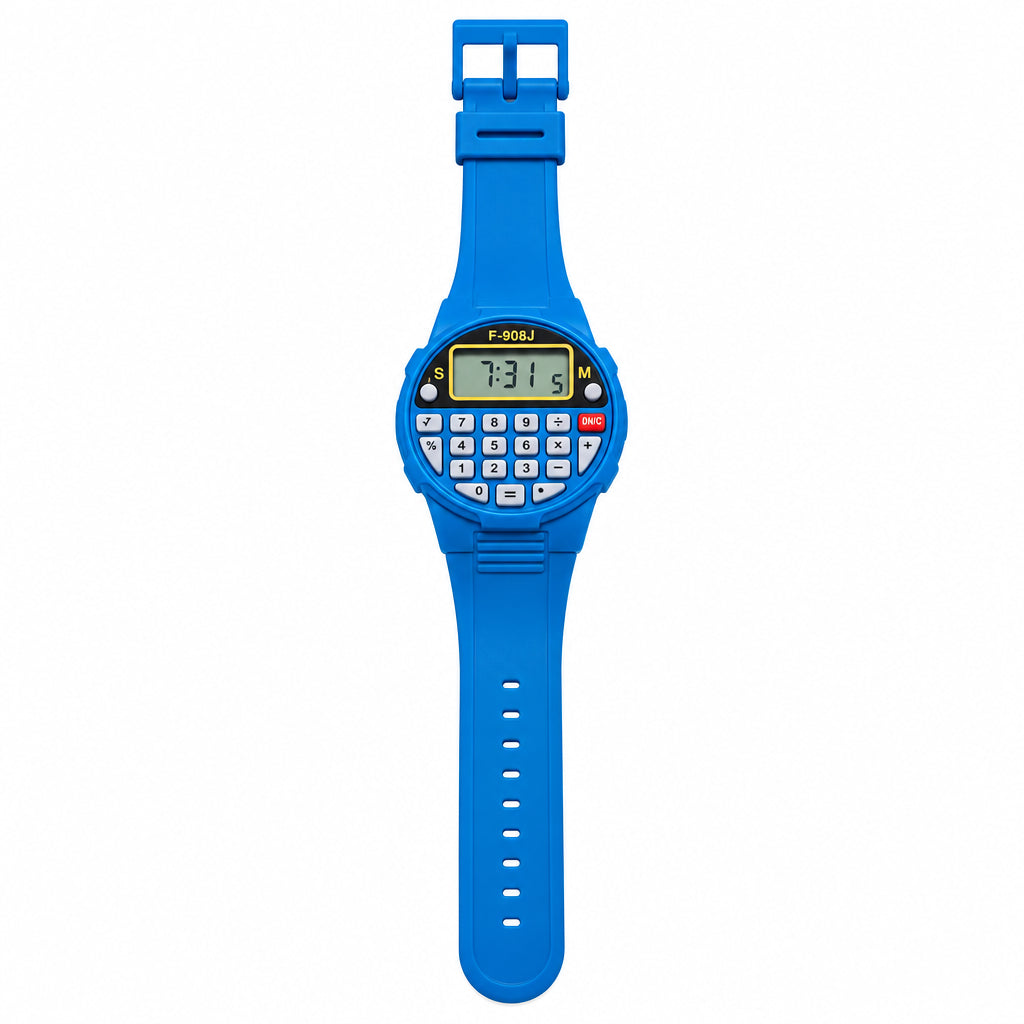 Kids Multifunctional Calculator Watch F-908J – Creative Student Electronic Wristwatch