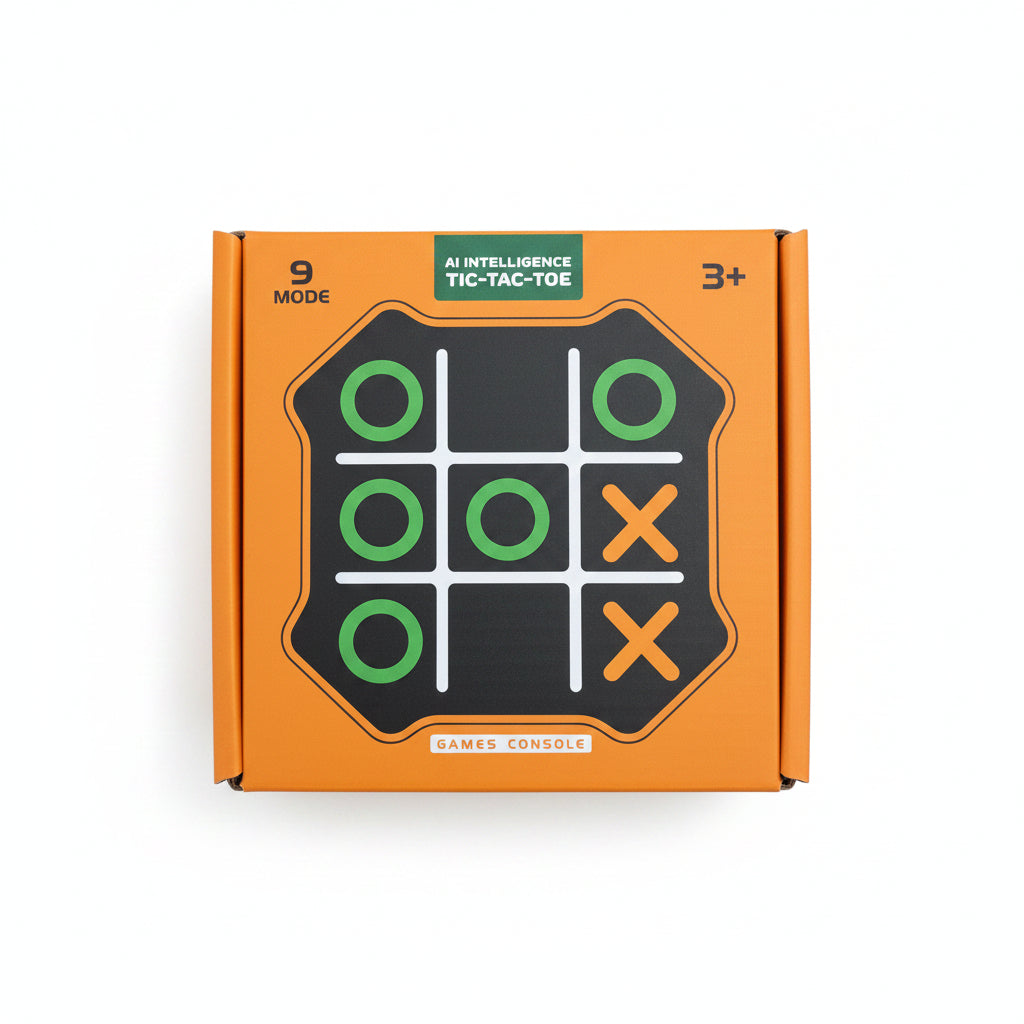 AI Intelligence Tic-Tac-Toe Electronic Game Console. Smart Handheld Retro Puzzle Board Game for Kids & Adults