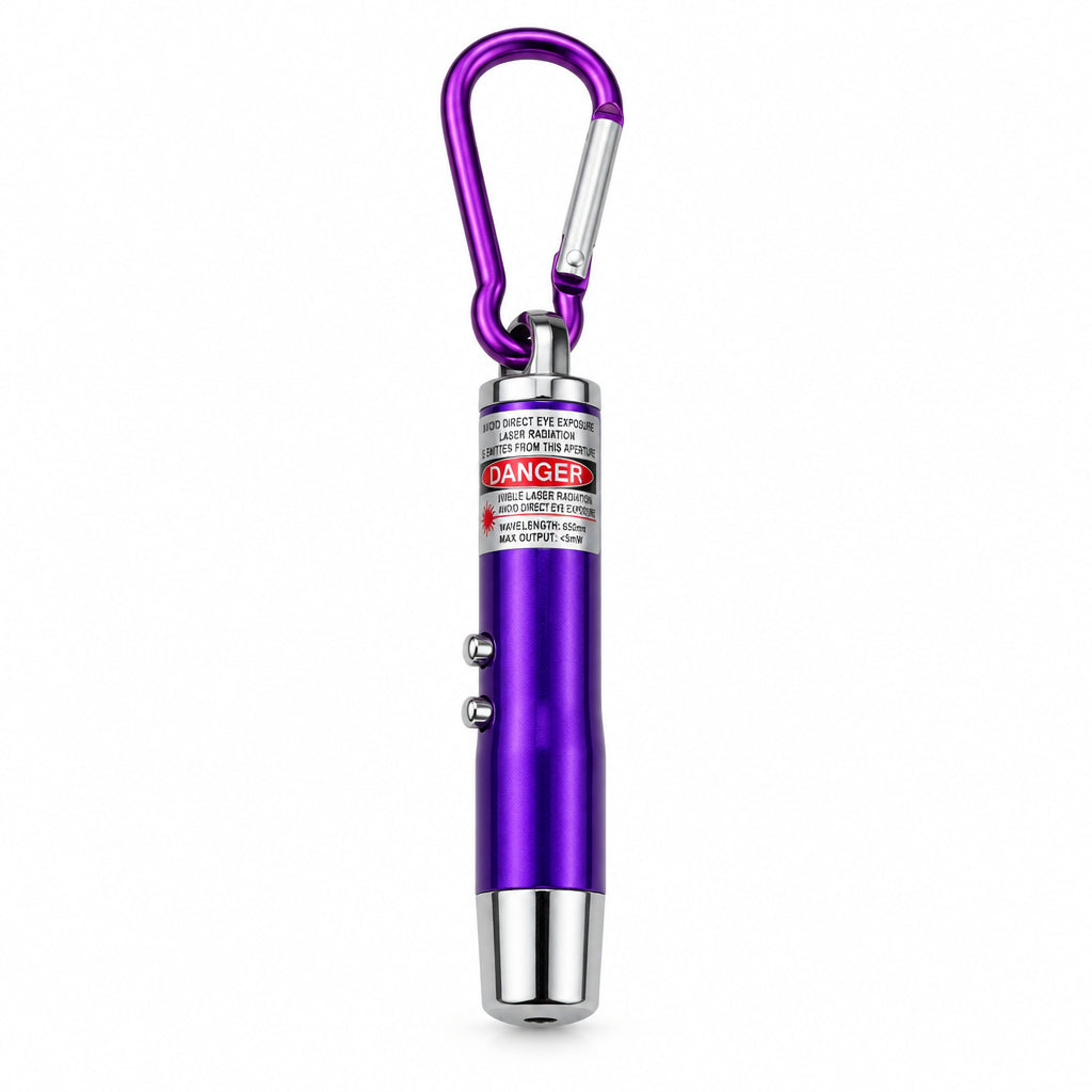 3-in-1 Mini LED Flashlight & Laser Pointer Keychain Pack. Portable Carabiner EDC Light for Camping, Hiking, & Emergency Use