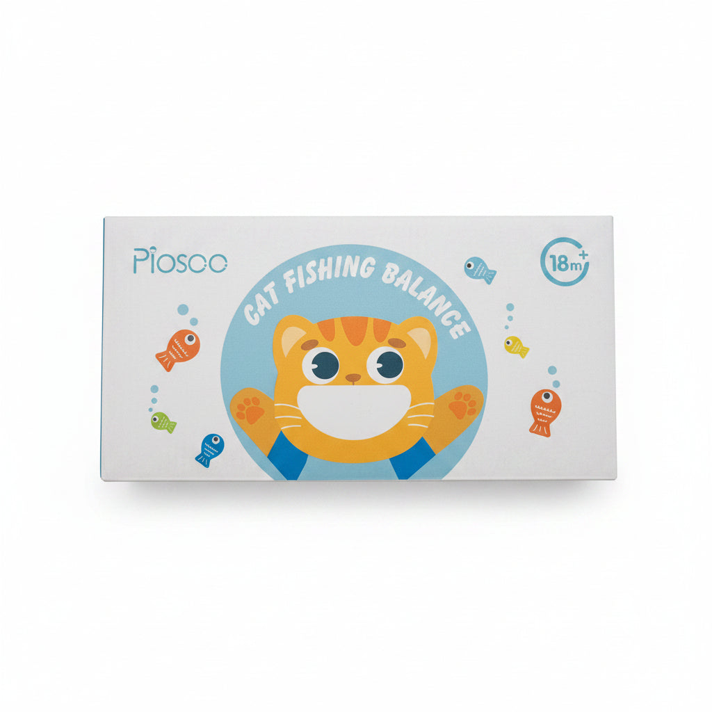 Piosco Cat Fishing Balance Game. Montessori Wooden Balancing & Fine Motor Skills Toy for Toddlers