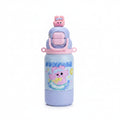 Cartoon Stainless Steel Kids Water Bottle with Built-in Cup 500ml - Purple