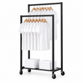 Mobile Heavy-Duty Garment Rack – Multi-Functional Freestanding Clothes Drying Stand with Integrated Lower Shoe Shelf and Locking Wheels - 1 layer
