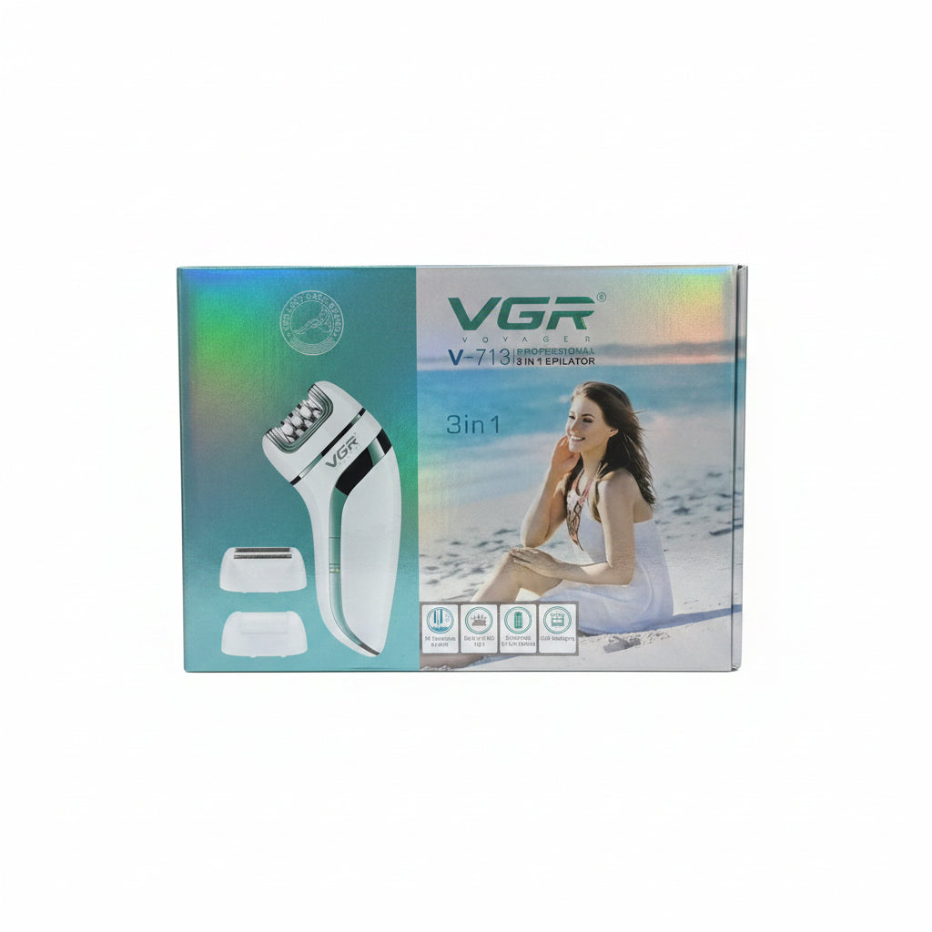 VGR V-713 Professional 3-in-1 Epilator Kit - Cordless Electric Hair Remover Shaver & Callus Remover for Women with Interchangeable Heads