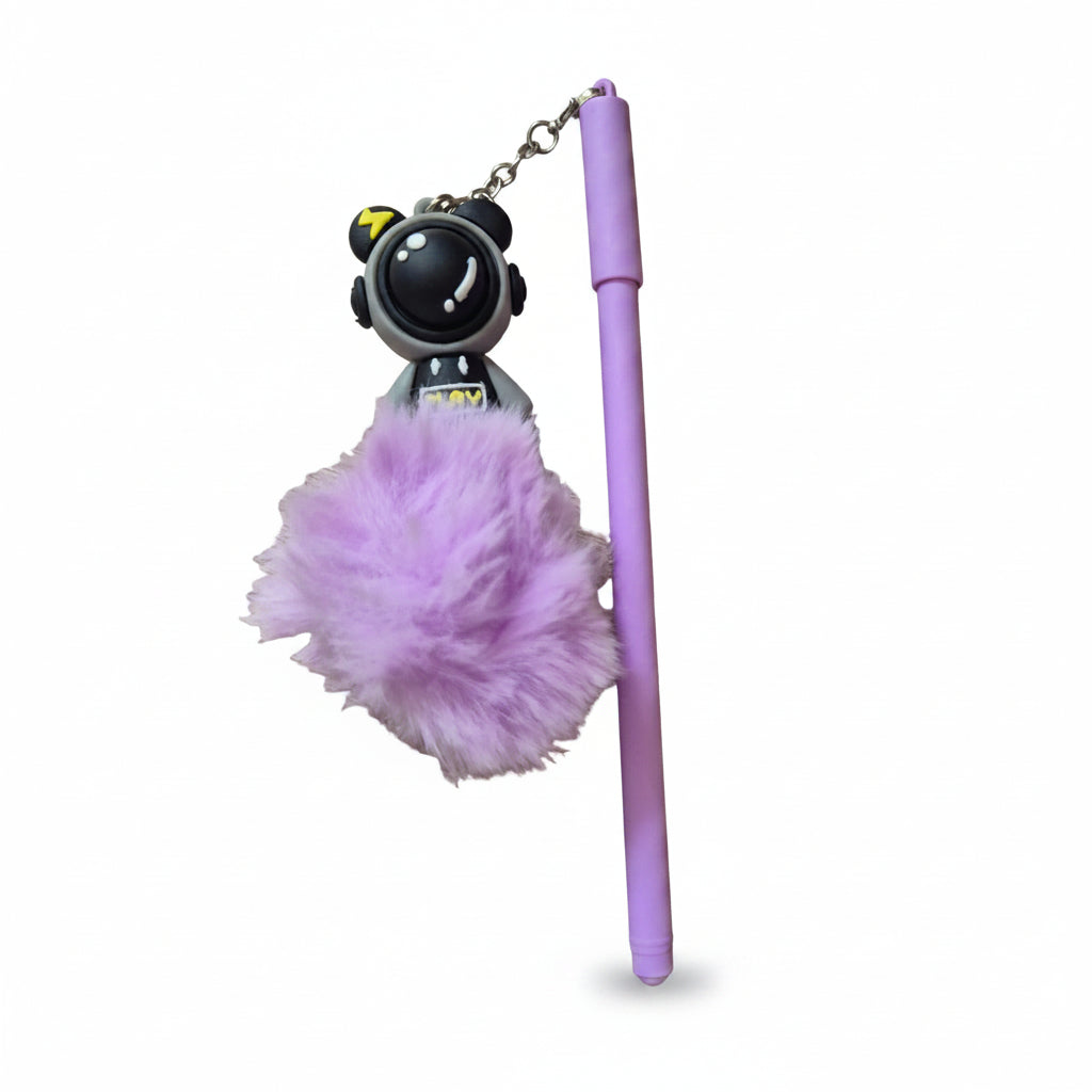 Fluffy Pom-Pom Character Pens – Cute Cartoon & Animal Plush Pendant Ballpoint Pens