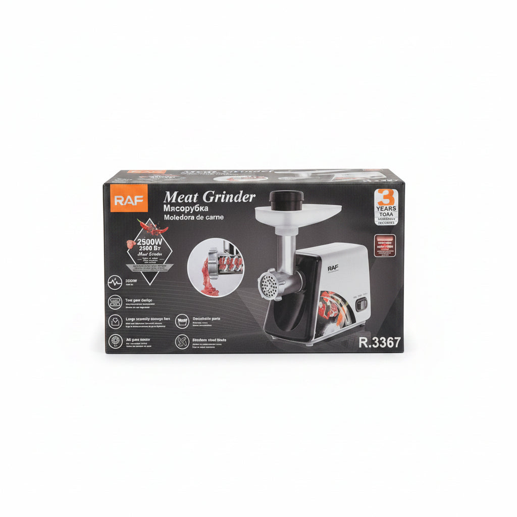 RAF R.3367 Heavy-Duty Electric Meat Grinder. 2500W High-Power Food Processor & Sausage Stuffer