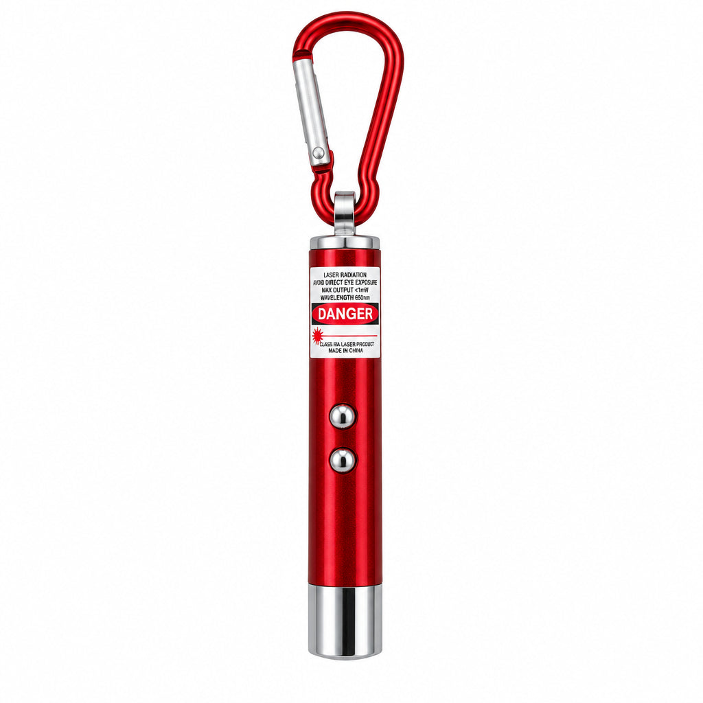 3-in-1 Mini LED Flashlight & Laser Pointer Keychain Pack. Portable Carabiner EDC Light for Camping, Hiking, & Emergency Use
