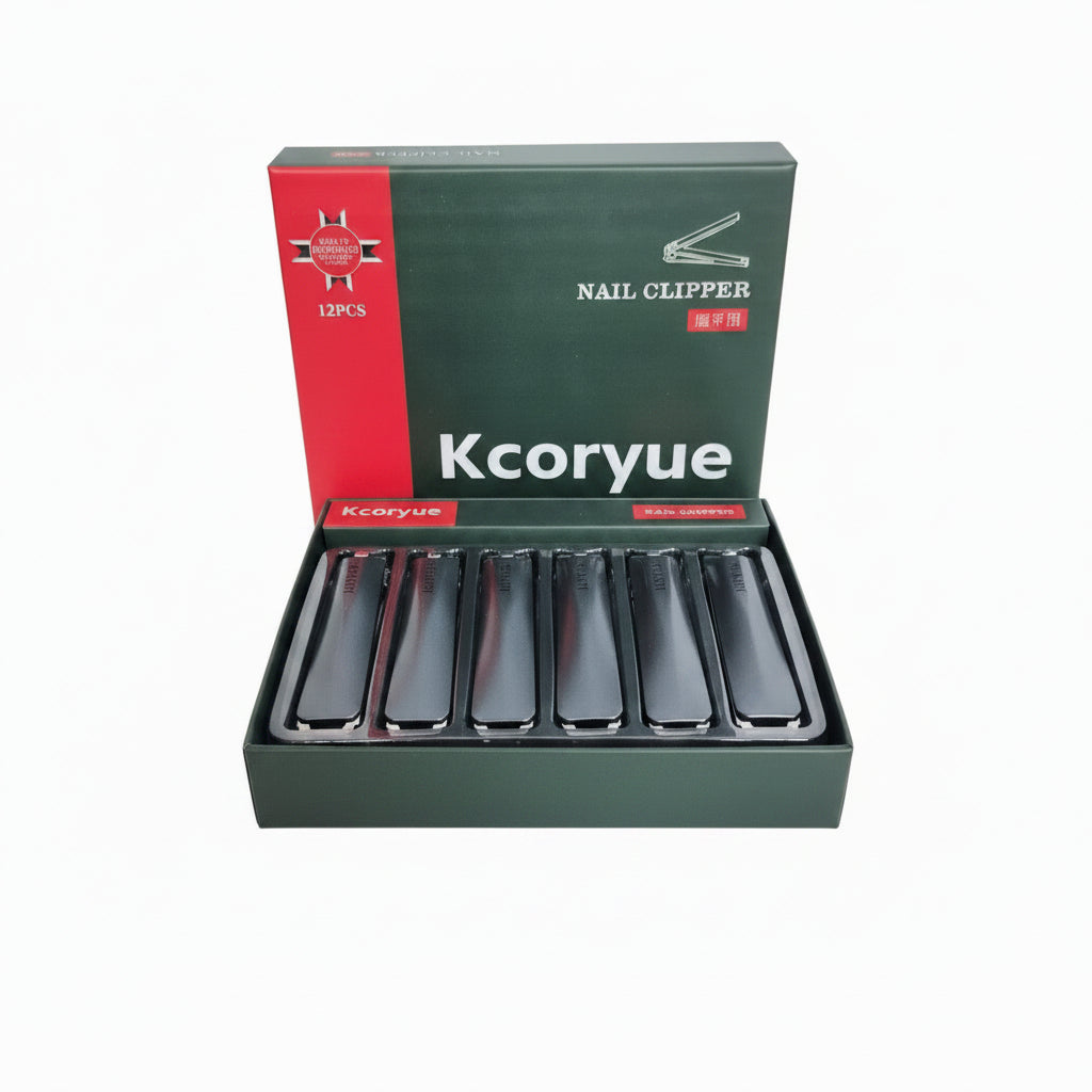 Kcoryue Premium Matte Black Nail Clipper - Heavy Duty Carbon Steel Fingernail Clipper with Ergonomic Grip & Precision Curved Blades (1 Piece)