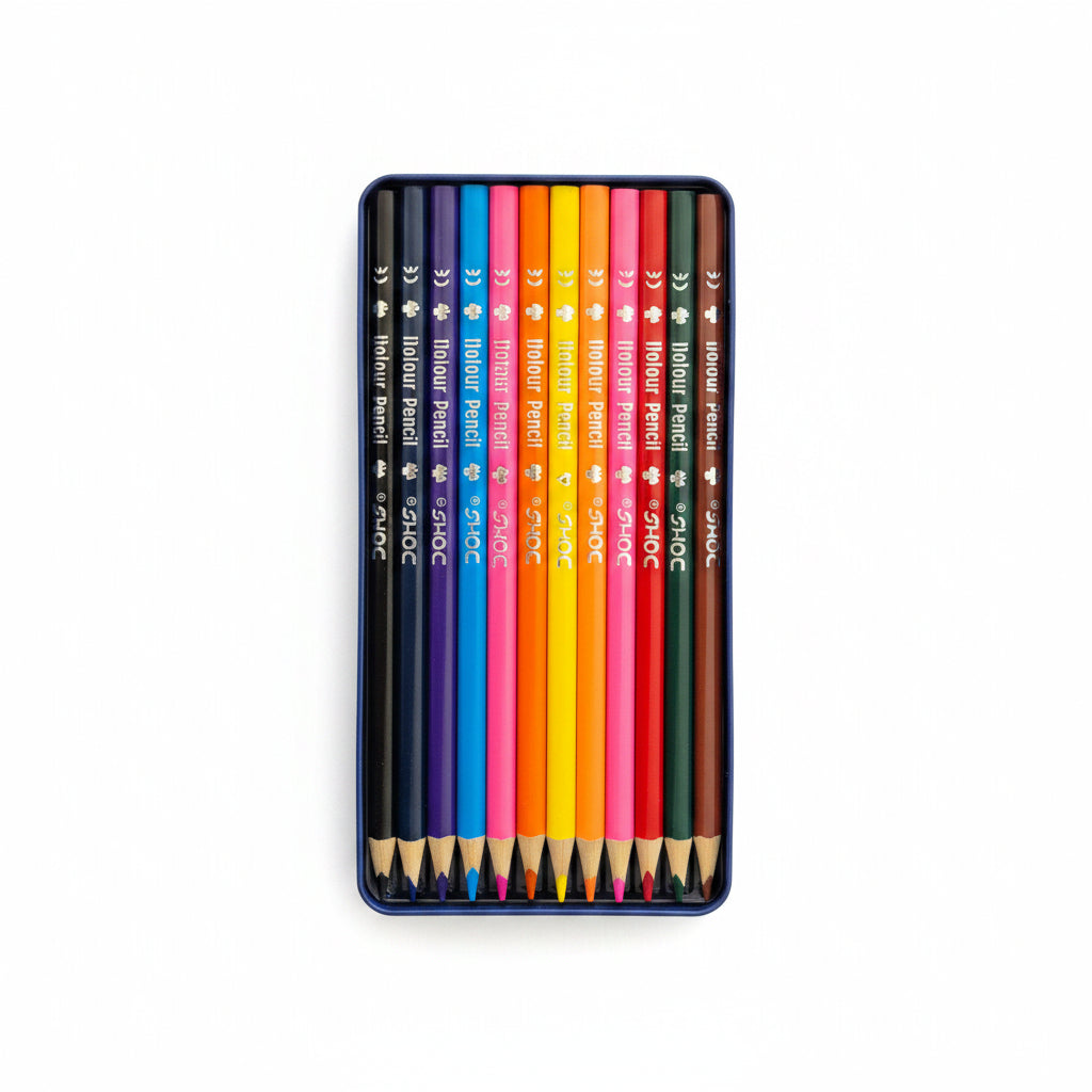 DOMS Colour Pencils – 12-Piece Metal Tin Set