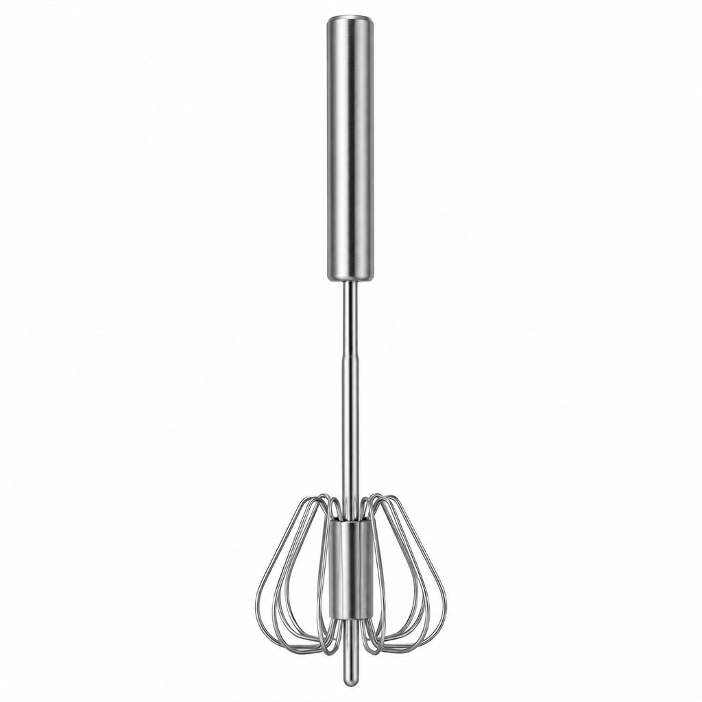 Semi-Automatic Stainless Steel Push Whisk – Hand-Press Rotary Egg Beater