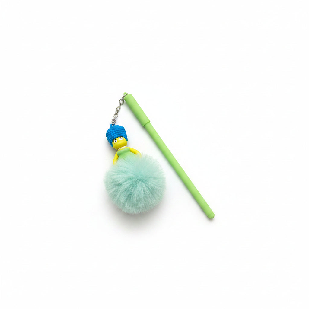 Fluffy Pom-Pom Character Pens – Cute Cartoon & Animal Plush Pendant Ballpoint Pens