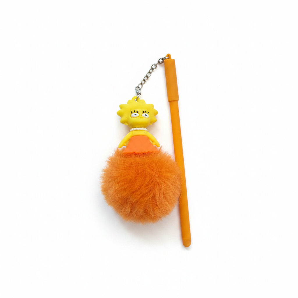Fluffy Pom-Pom Character Pens – Cute Cartoon & Animal Plush Pendant Ballpoint Pens