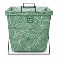 Green Leaf Print Laundry Hamper – Stand-Up Metal Frame Basket - medium