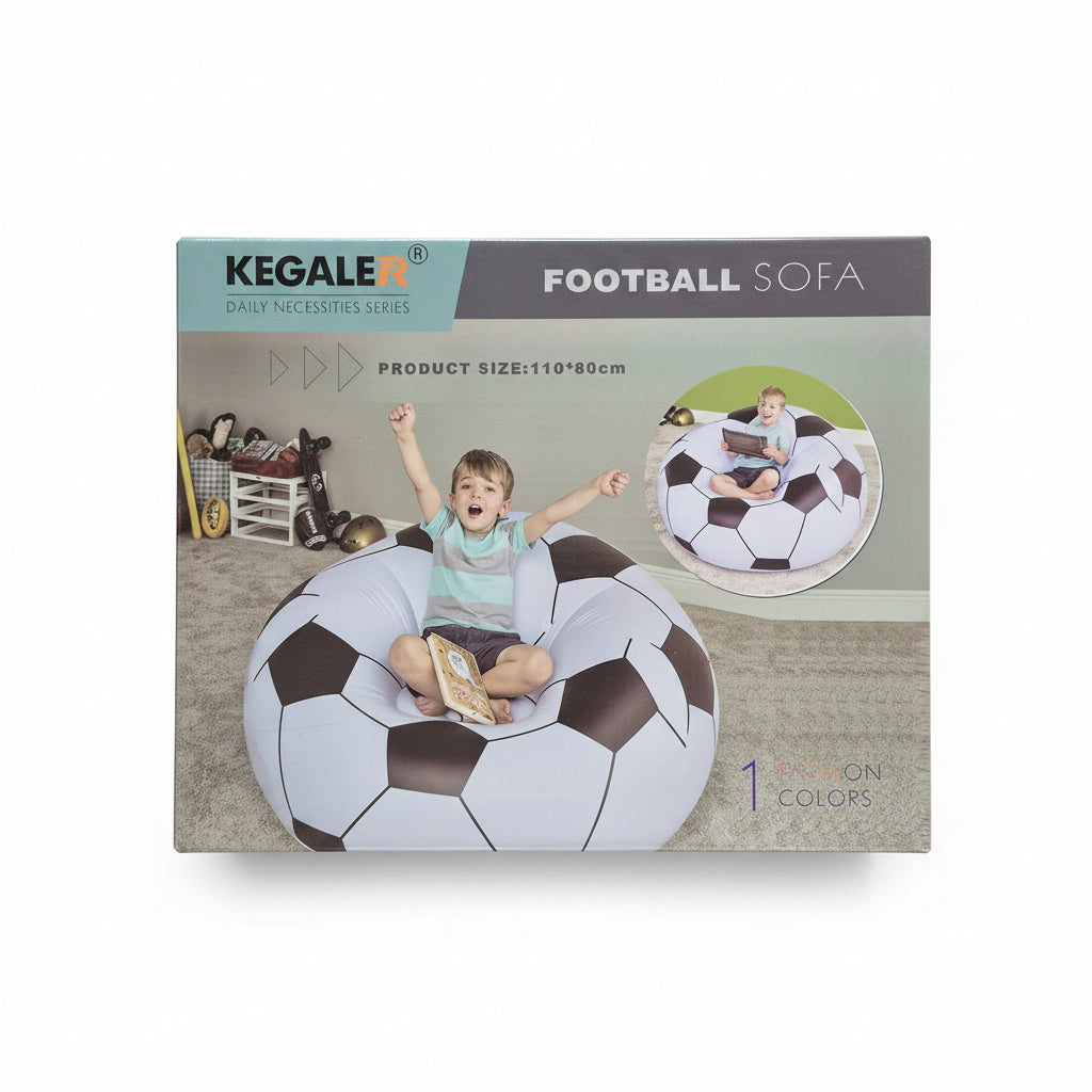 KEGALER Inflatable Football Lounge Chair. Portable Soccer Ball Beanless Bag Chair for Kids & Teens