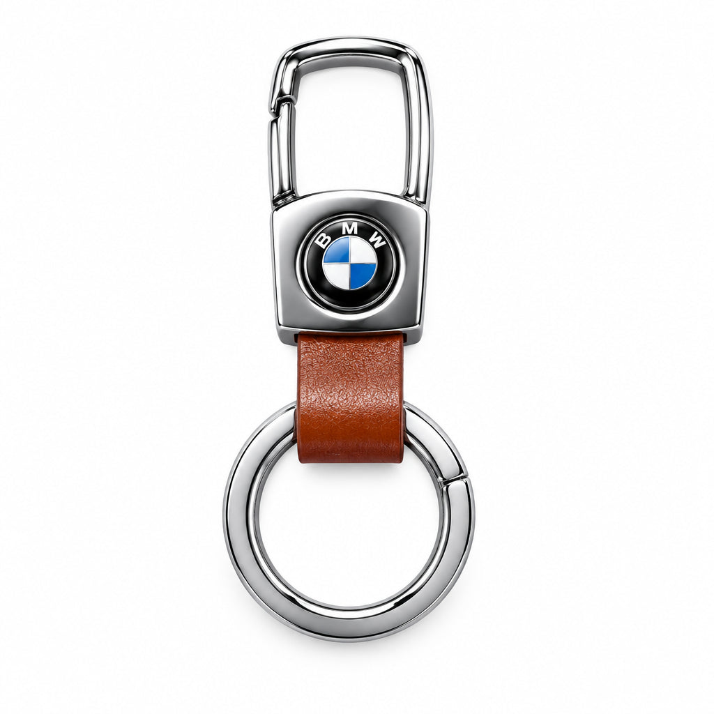 Cars Logo Metal and Leather Keychain – Premium Car Key Ring Holder
