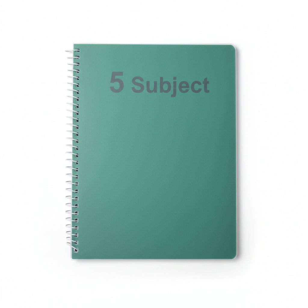 5-Subject Plastic Cover Spiral Notebook 200 pages - square lines