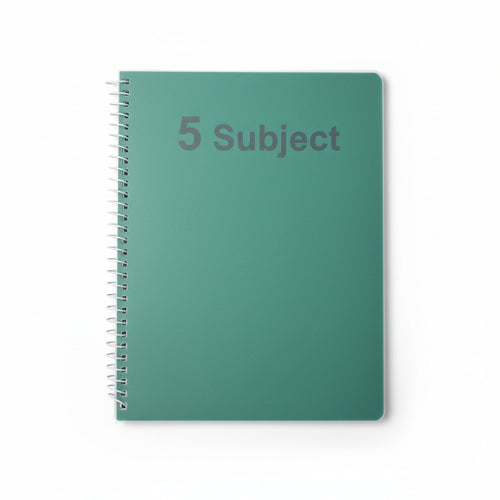 5-Subject Plastic Cover Spiral Notebook 200 pages - square lines