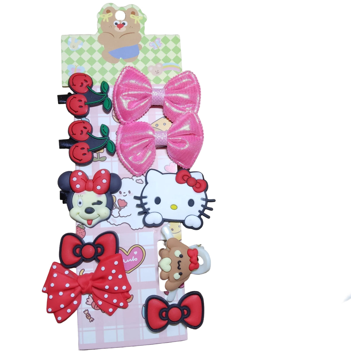 Cute Cartoon Hair Clip Set – Assorted Character Hairpins and Bows