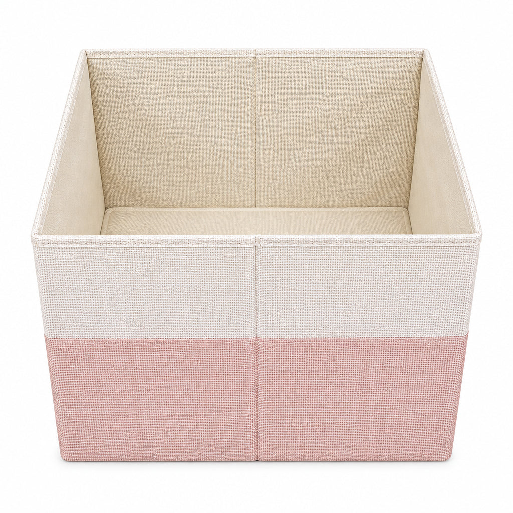 Two-Tone Fabric Storage Box with Lid – 18L Collapsible Organizer Bin