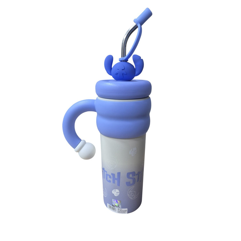 Disney Stitch 850ml Water Bottle with Straw, Carry Handle & Character Lid