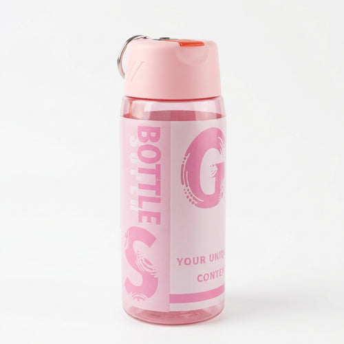 900ml Pink Motivational Water Bottle with Straw & Carrying Strap