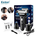 Kemei KM-6558 3-in-1 Professional Electric Hair Clipper & Grooming Kit - Multifunctional Shaver, Nose Trimmer, and Barber Head