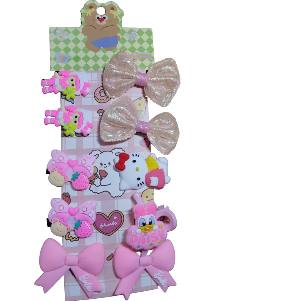 Cute Cartoon Hair Clip Set – Assorted Character Hairpins and Bows