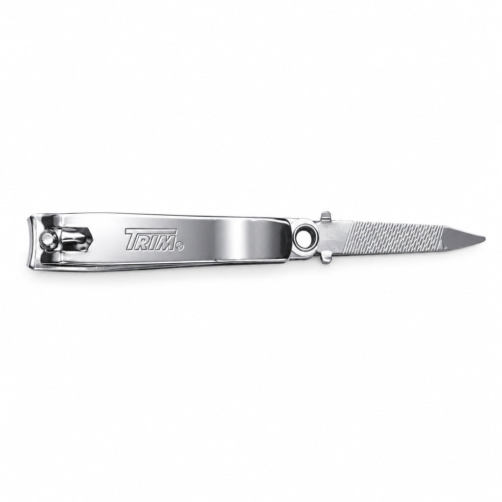 TRIM Precision Nail Clipper - Heavy Duty Stainless Steel Fingernail Clipper with Integrated Nail File (1 Piece)
