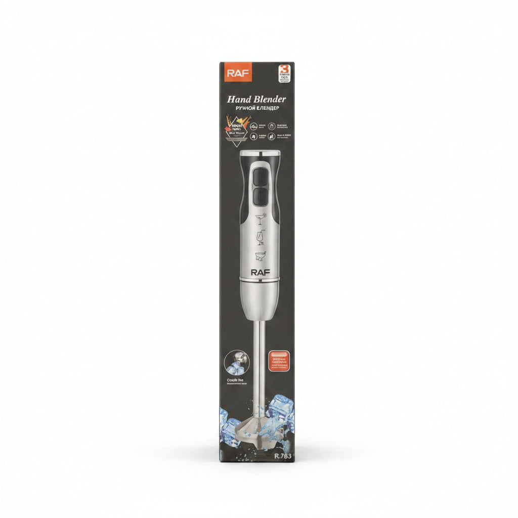 RAF 1600W Professional Stainless Steel Hand Blender – High-Power Immersion Stick Mixer with Ice Crushing Blades and 2 Speed Settings
