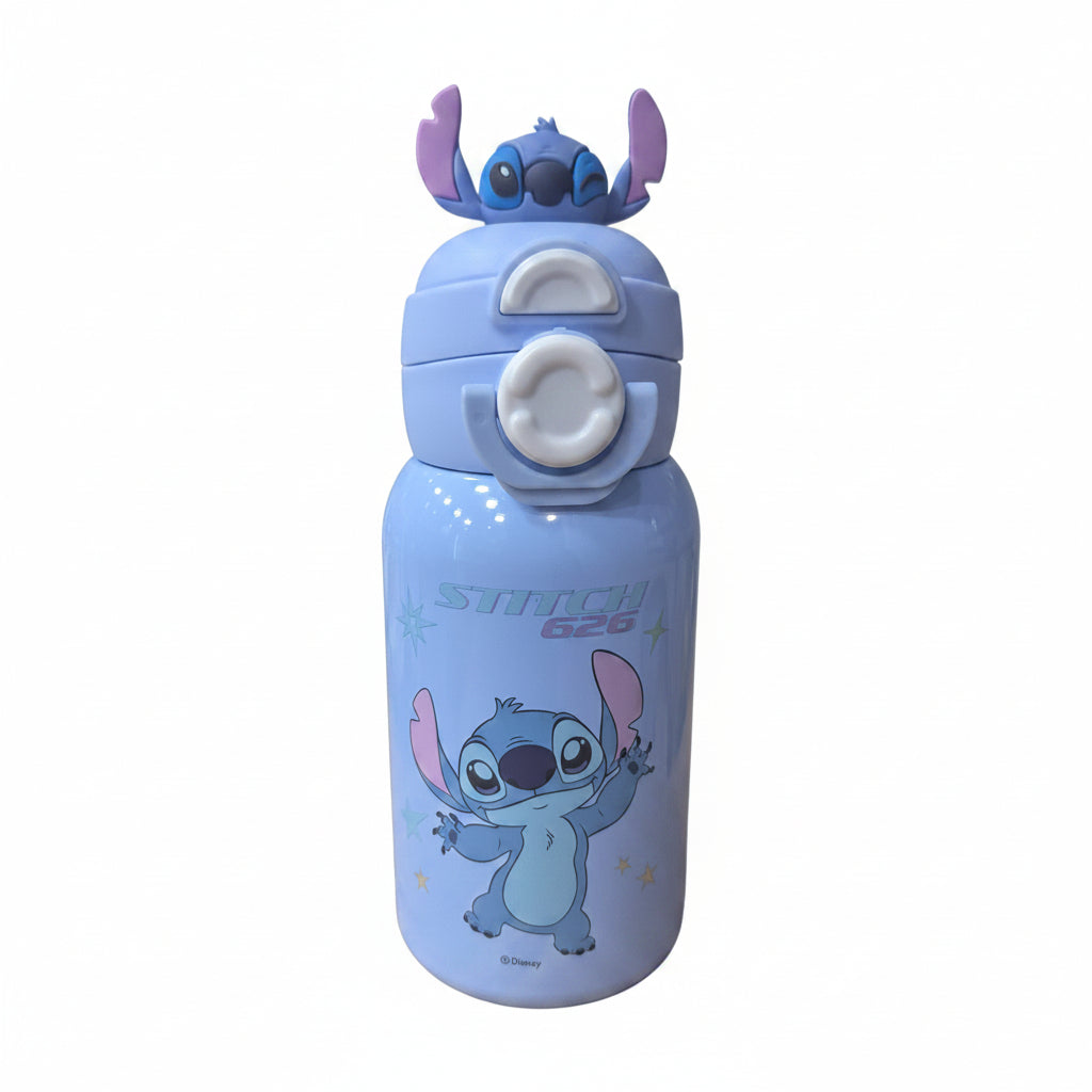 Official Disney Stitch / Angel Character 550ml Water Bottle with Carrying Strap and Coin Purse