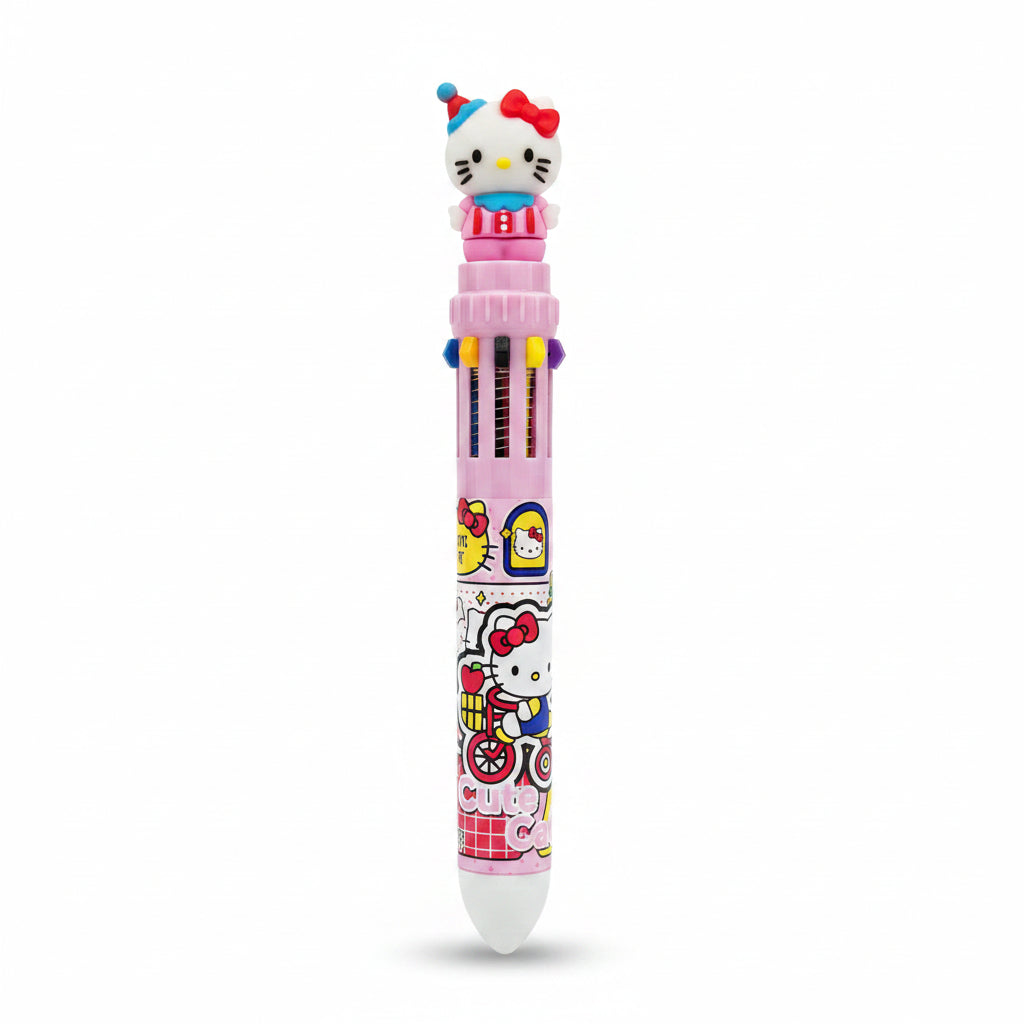 Cute Cat Theme 10-in-1 Multicolor Ballpoint Pen