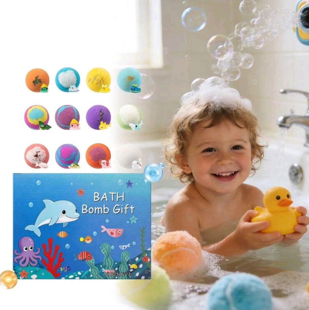 Kids' Surprise Marine Animal Bath Bomb Gift Set - 12 Pieces