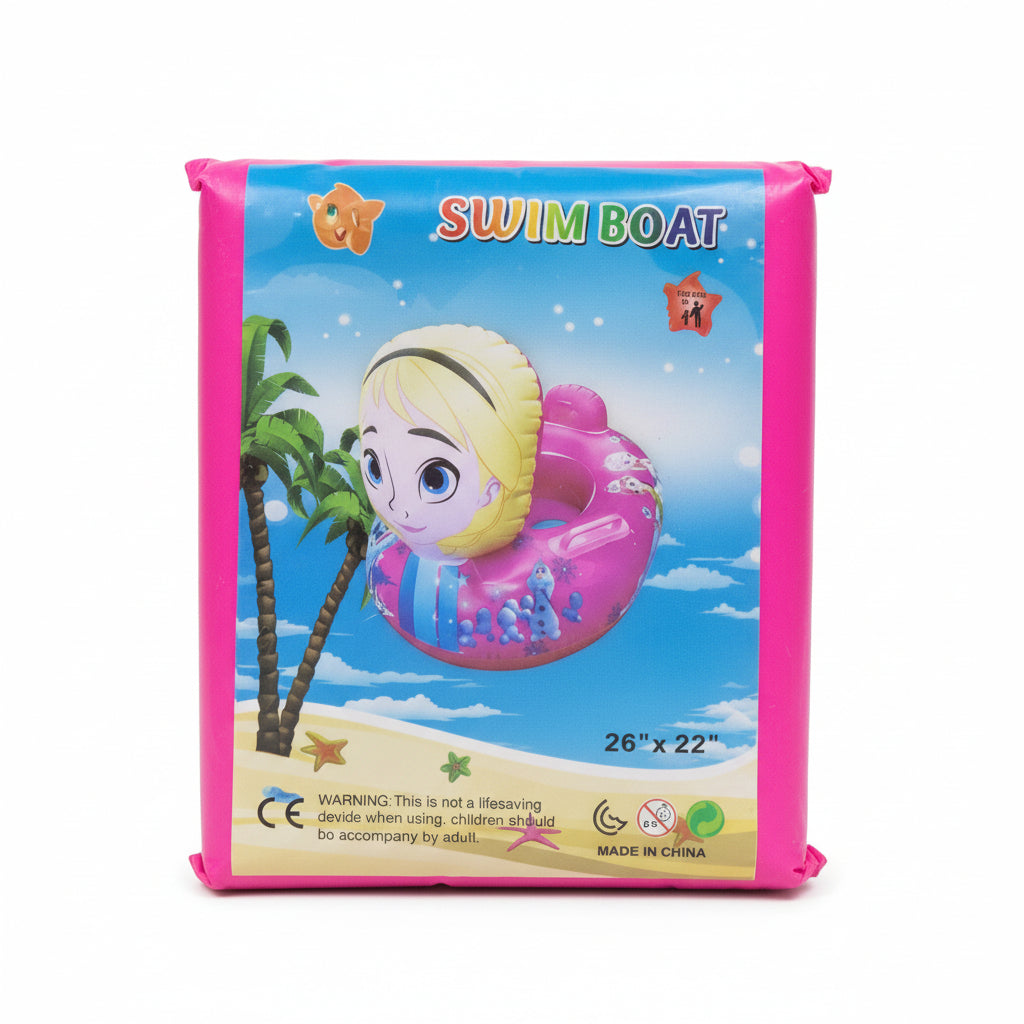 Princess Theme Inflatable Swim Boat – Kids Pool Float with Headrest 26"x22"