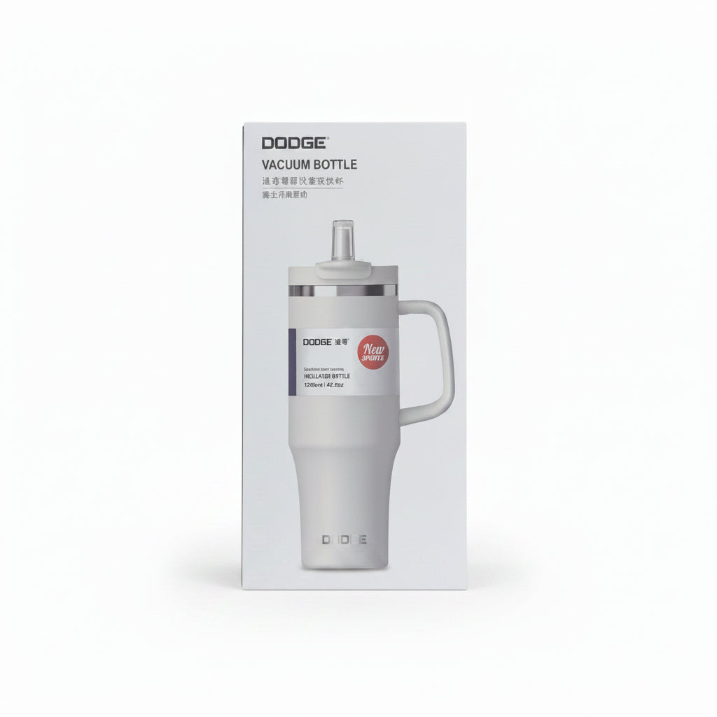 DODGE 1200ml Vacuum Insulated Thermal Tumbler - Large Capacity Stainless Steel Travel Mug with Handle and Straw (42 oz)