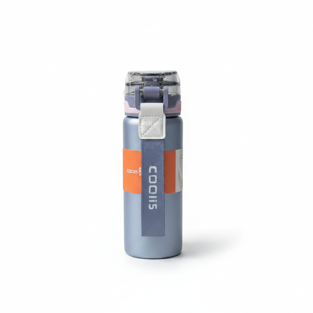 Coolis 500ml Insulated Stainless Stee. Water Bottle | Leak-Proof Sports Travel Flask with Flip-Top Locking Lid & Wrist Strap