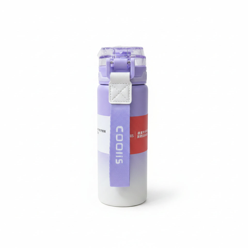 Coolis 500ml Insulated Stainless Stee. Water Bottle | Leak-Proof Sports Travel Flask with Flip-Top Locking Lid & Wrist Strap