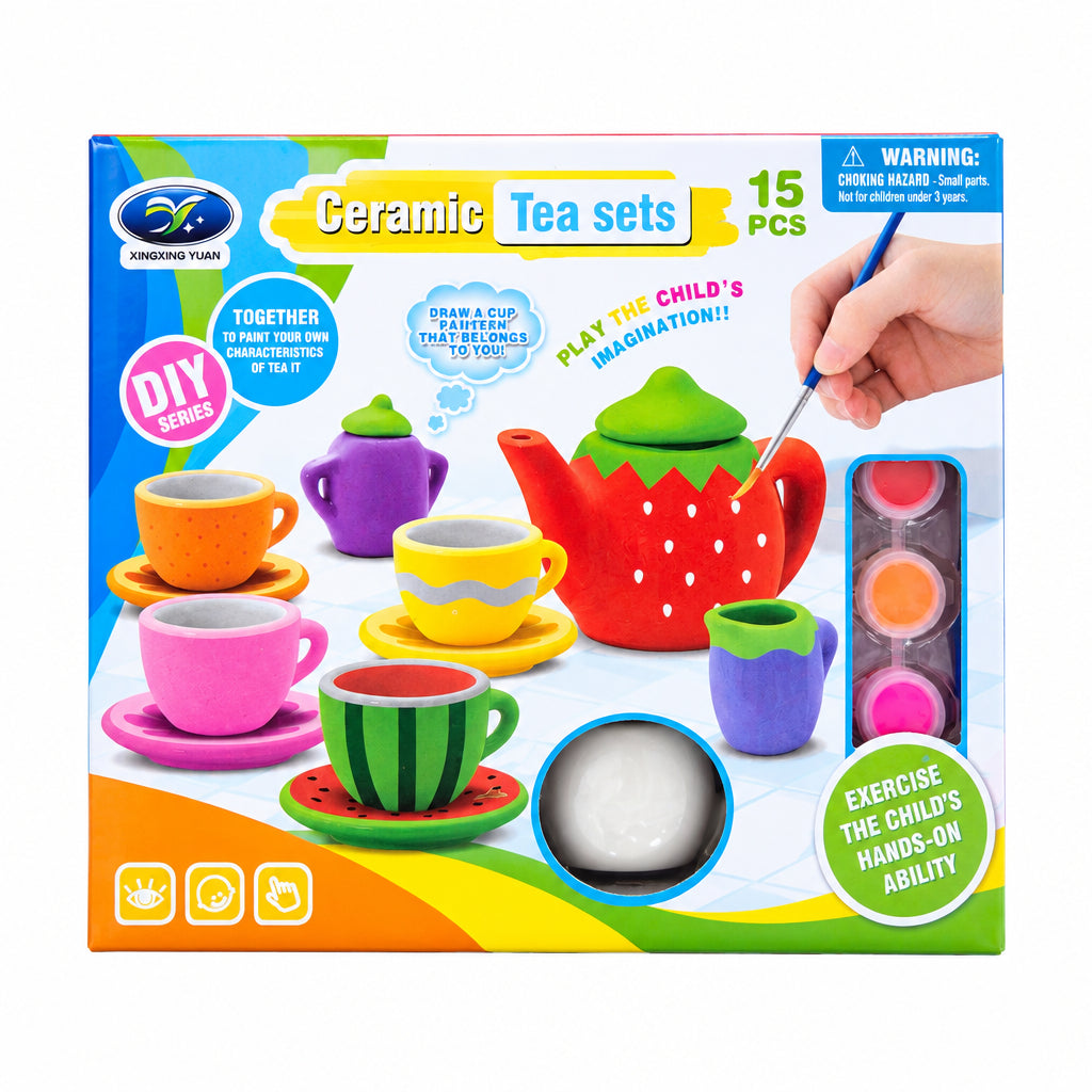 DIY Ceramic Tea Set – 15-Piece Paint-Your-Own Tea Set Craft Kit