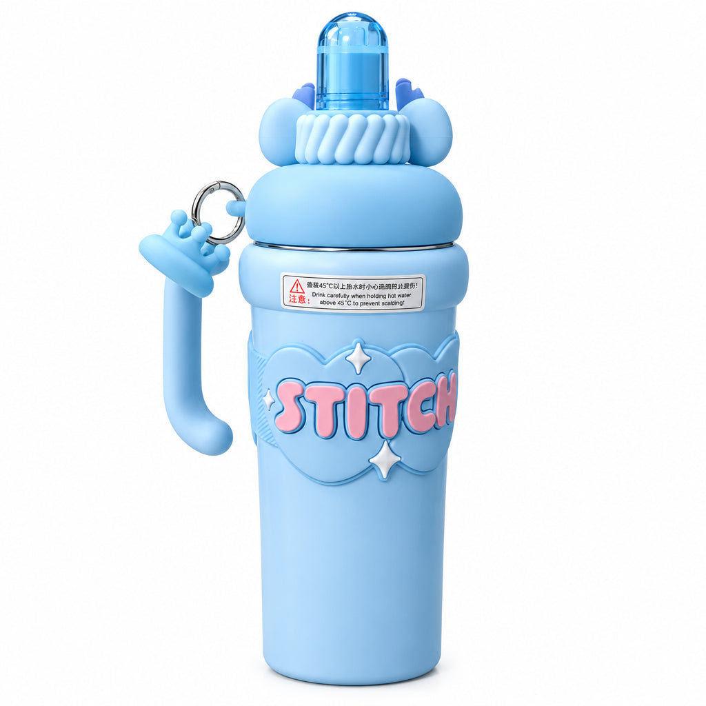 Stitch 960ml Kids Water Bottle with Straw & Carry Handle – Disney Character Design