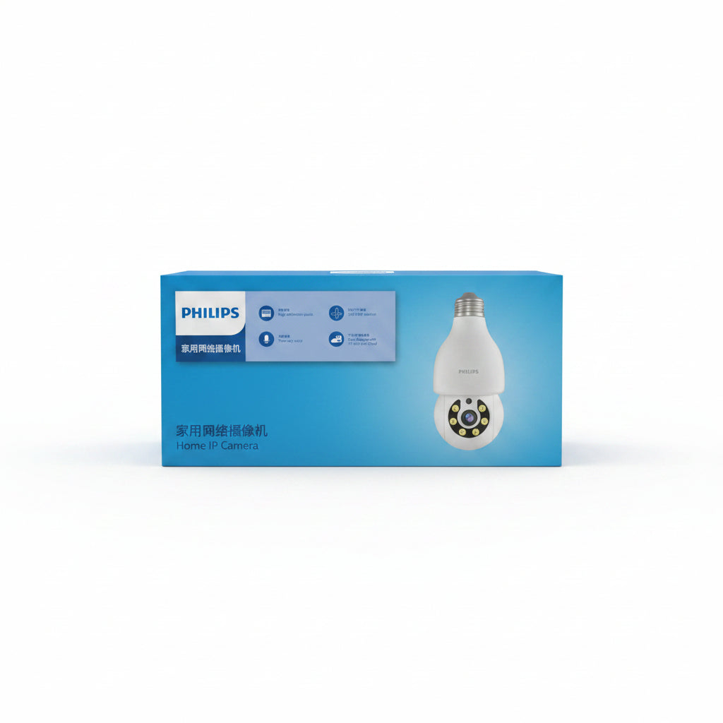 Philips Smart Home IP Camera. E27 Light Bulb Wireless WiFi Security Camera with 360° PTZ Panoramic View