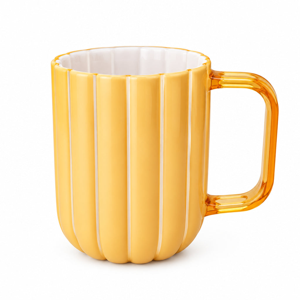 Premium Fluted Tooth Glass - Luxury Dual-Color Bathroom Tumbler Mug with Integrated Geometric Handle, Heat-Resistant Toothbrush Rinsing & Mouthwash Cup