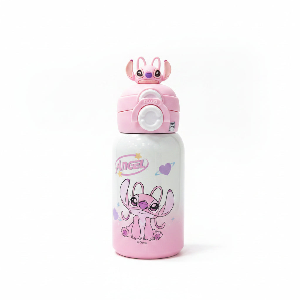 Official Disney Stitch / Angel Character 550ml Water Bottle with Carrying Strap and Coin Purse